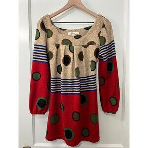 ARYEH Multicolor Long Sleeve Tunic Top Dress Stripes Dots - Women's S *READ*